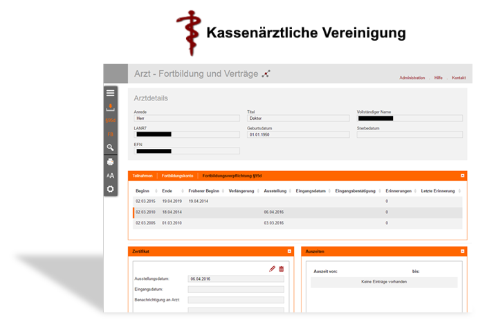 Anwendungsentwicklung Arzt – Fortbildung und Verträge