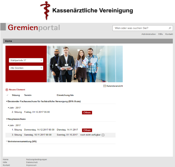 Entwicklung Gremienportal für die Kassenärztliche Vereinigung